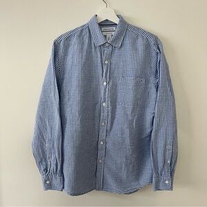 Amazon essentials Linen Blend Gingham Button-Down Shirt Men’s Medium